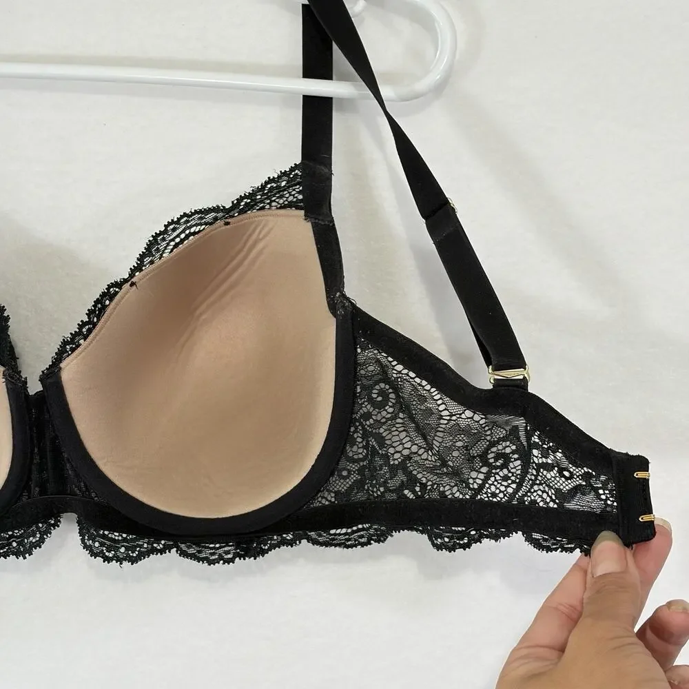 Thirdlove 24/7 Lace Balconette Bra Black Size 32F Underwire